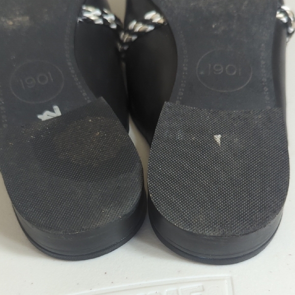 1901 Black Leather Mules with Gold Accent - Picture 5 of 5